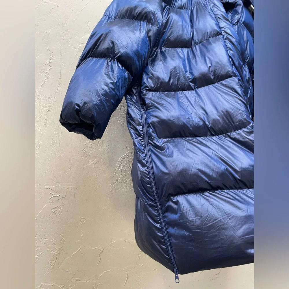 Women's Blue Puffer Coat - Picture 3 of 4